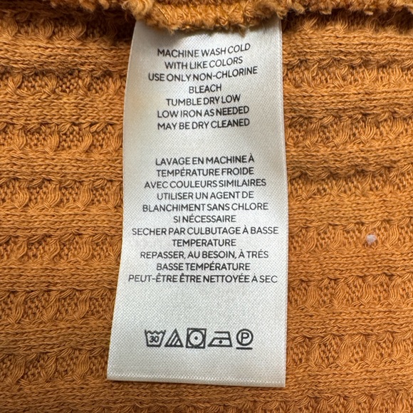 Free People Orange Juicy Long Sleeve Thermal Top Oversized Split Back Med - Picture 4 of 5